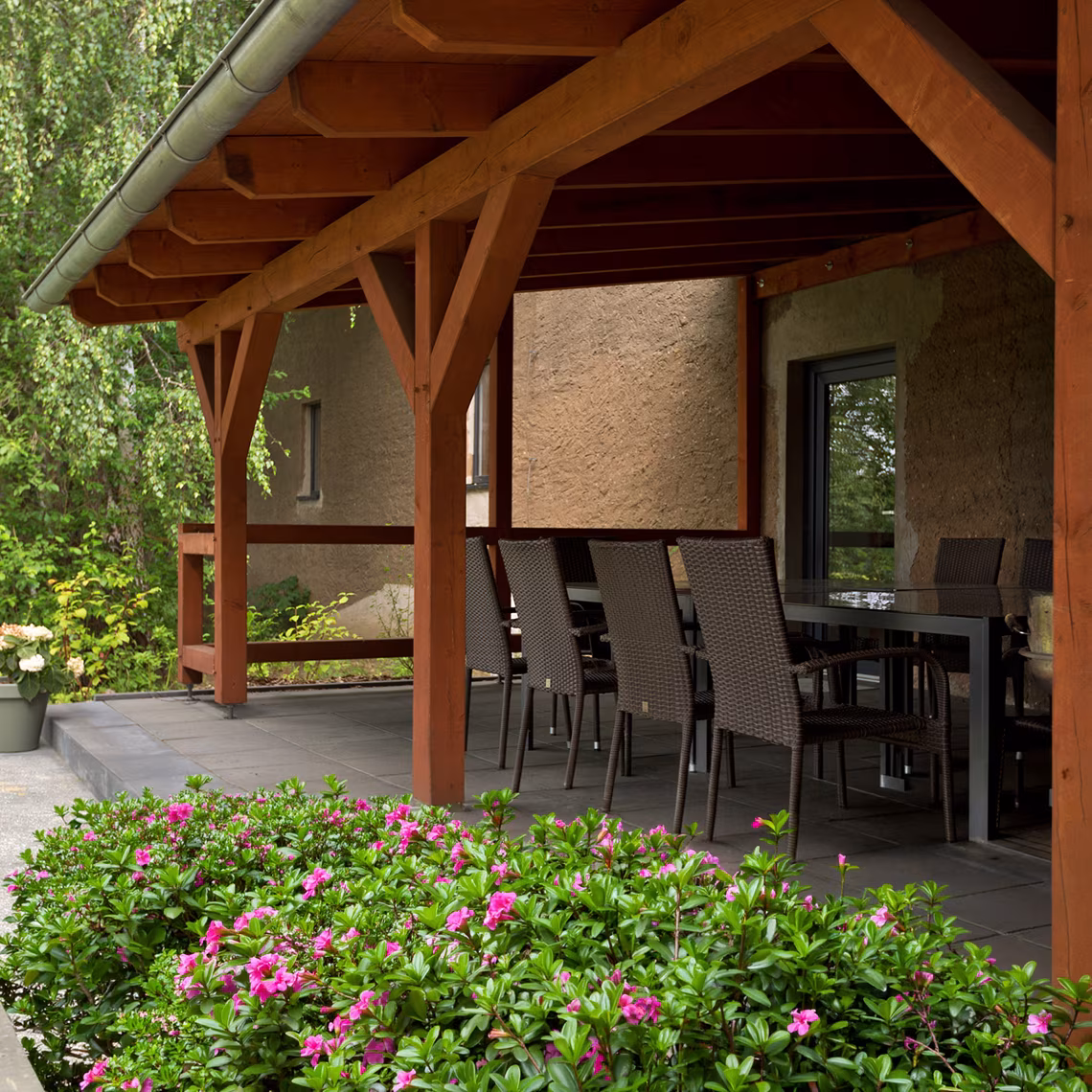 Terrasse des Ferienhauses in Jabel an der Müritz