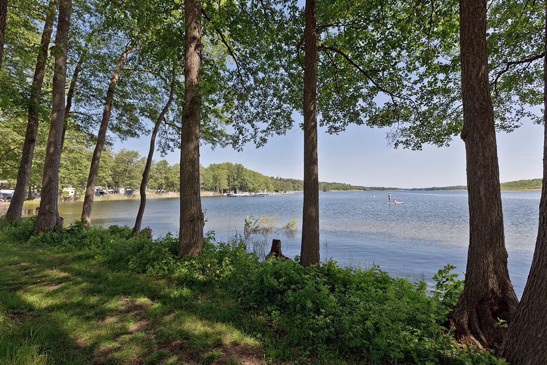 Blick über den Jabelschen See am Campingplatz Jabel an der Müritz
